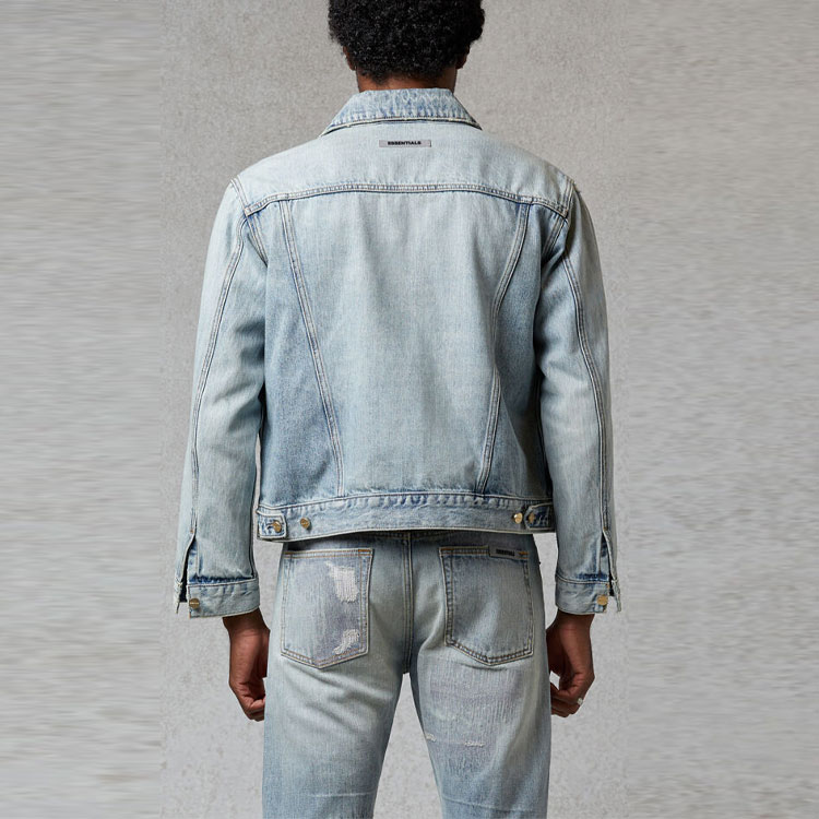 Куртка Fear of God Essentials FW20 Light Denim Trucker (голубая) — фото 3