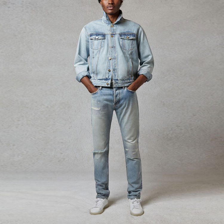 Куртка Fear of God Essentials FW20 Light Denim Trucker (голубая) — фото 5