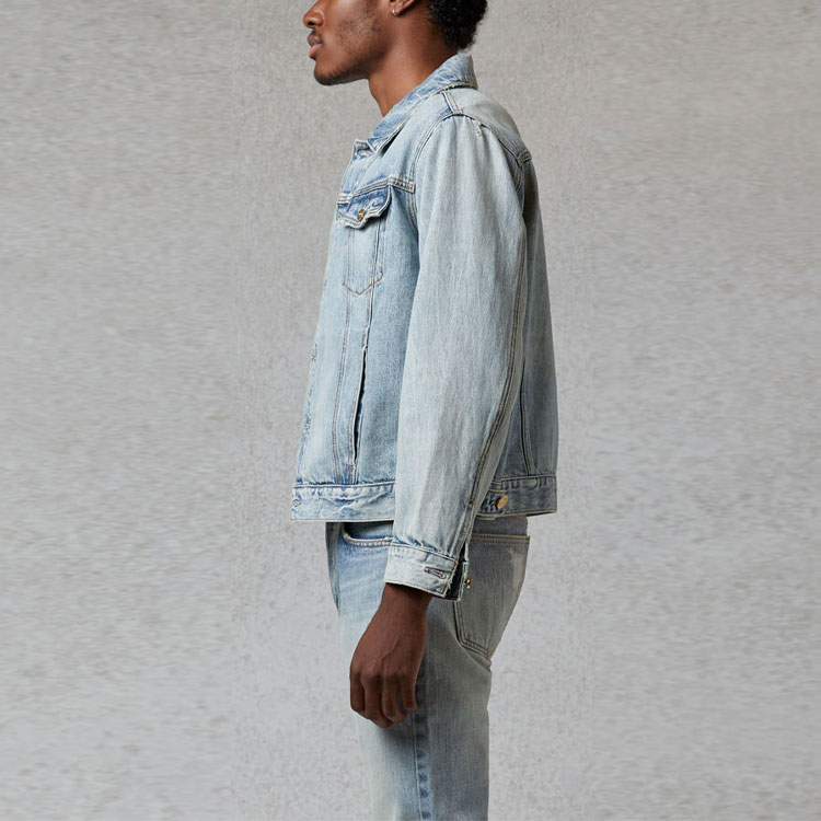 Куртка Fear of God Essentials FW20 Light Denim Trucker (голубая) — фото 4