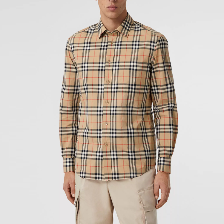 Мужские рубашки Burberry Vintage (коричневые) — фото 5