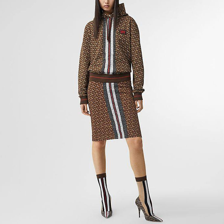 Женское худи Burberry Logo Stripe (коричневое) — фото 2