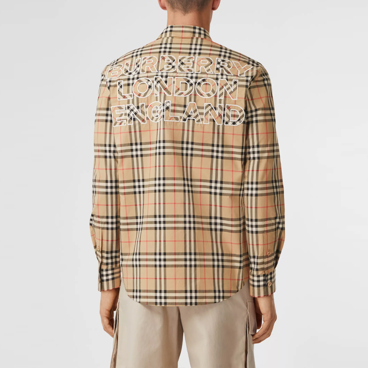 Мужские рубашки Burberry Vintage (коричневые) — фото 4