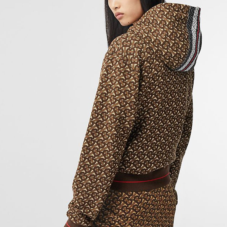 Женское худи Burberry Logo Stripe (коричневое) — фото 4