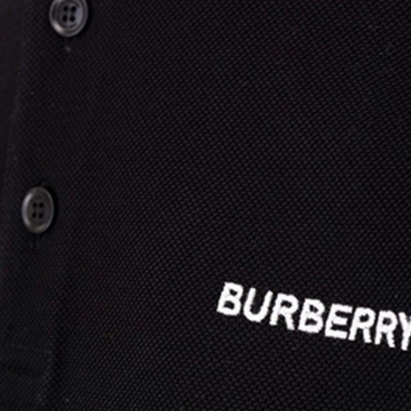 Мужская футболка Burberry Logo Embroidery Polo (черная) — фото 5