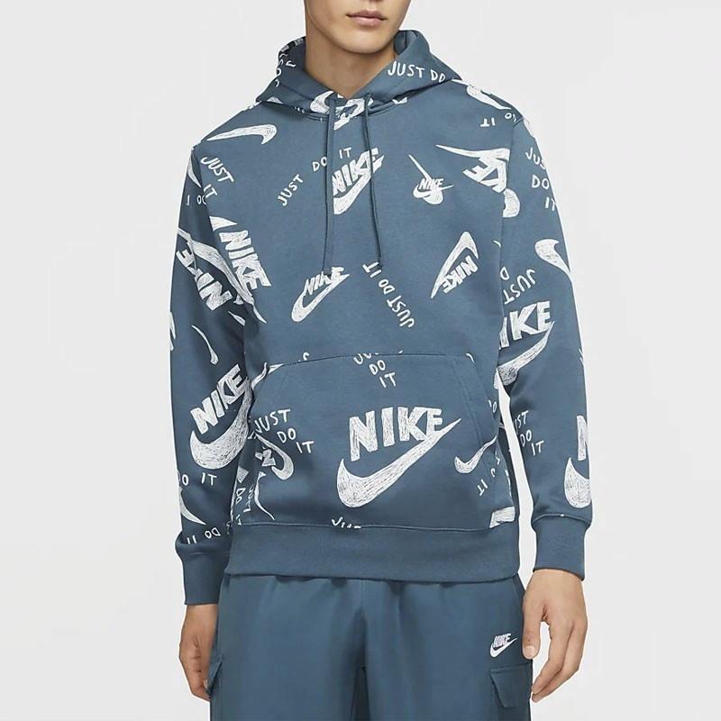Мужское худи Nike Sportswear Club (серо-зеленое) — фото 3