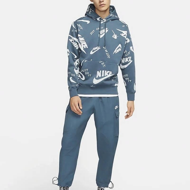 Мужское худи Nike Sportswear Club (серо-зеленое) — фото 5
