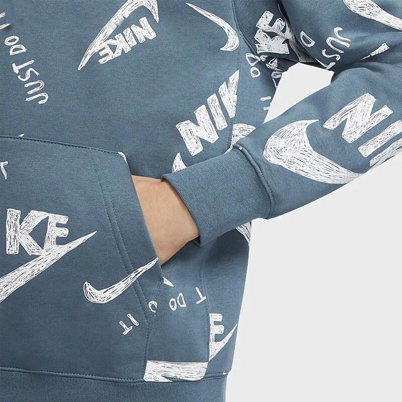 Мужское худи Nike Sportswear Club (серо-зеленое) — фото 7