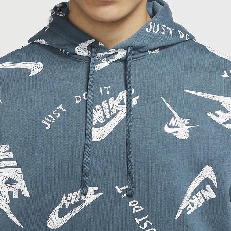 Мужское худи Nike Sportswear Club (серо-зеленое) — фото 6