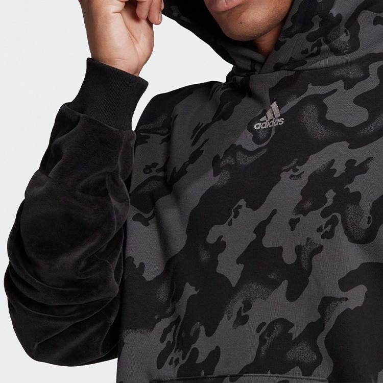 Мужское худи adidas Velvet Aop Hoodie (черное) — фото 5