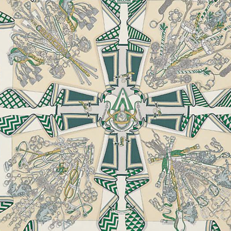 Женский платок Hermes Silk Scarf (зеленый) — фото 2