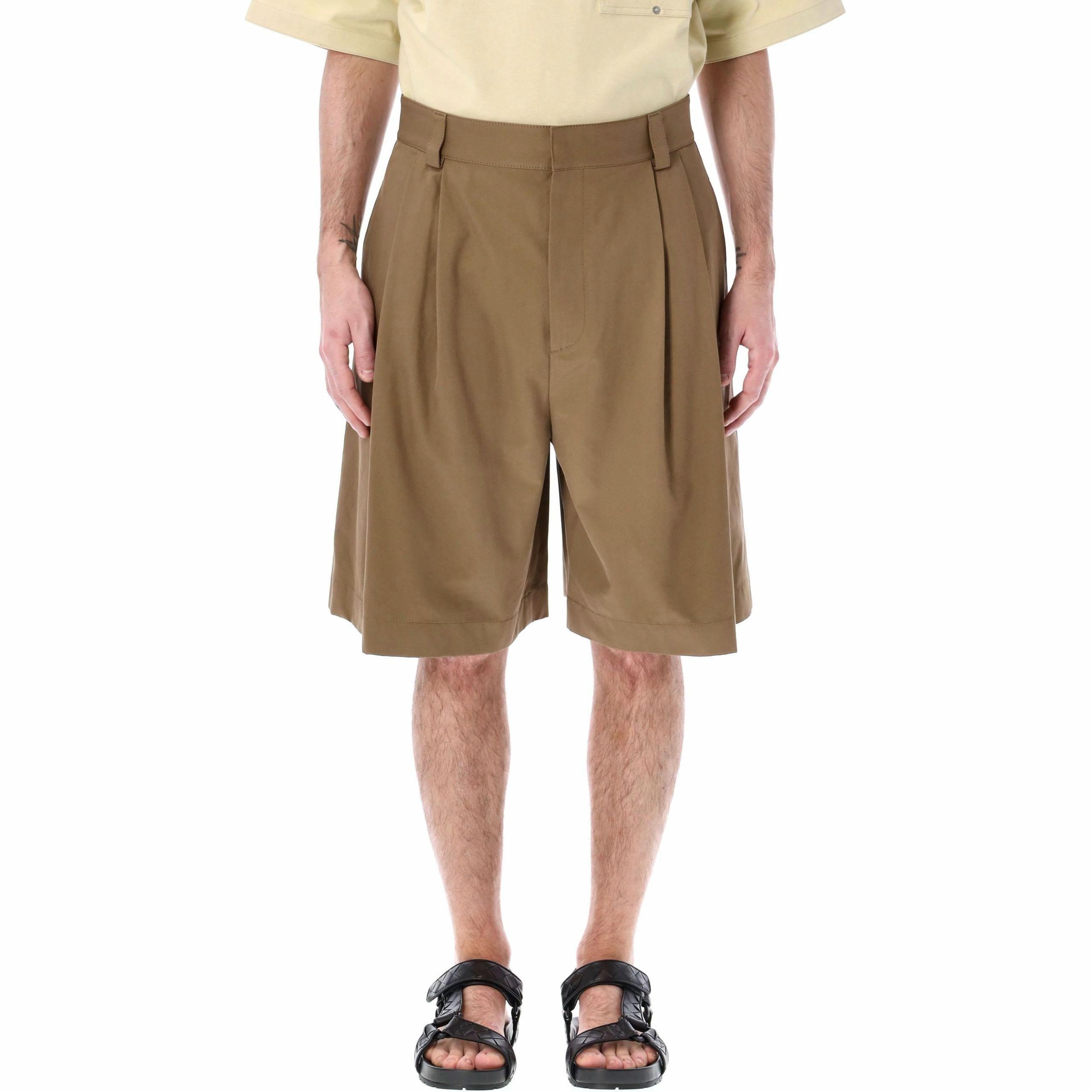 Мужские штаны Bottega Veneta Gabardi Shorts (коричневые) — фото 2