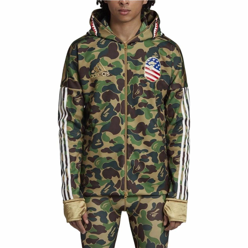 Мужская куртка adidas x BAPE SB Shark Hoodie (/ зеленый камуфляж) — фото 2