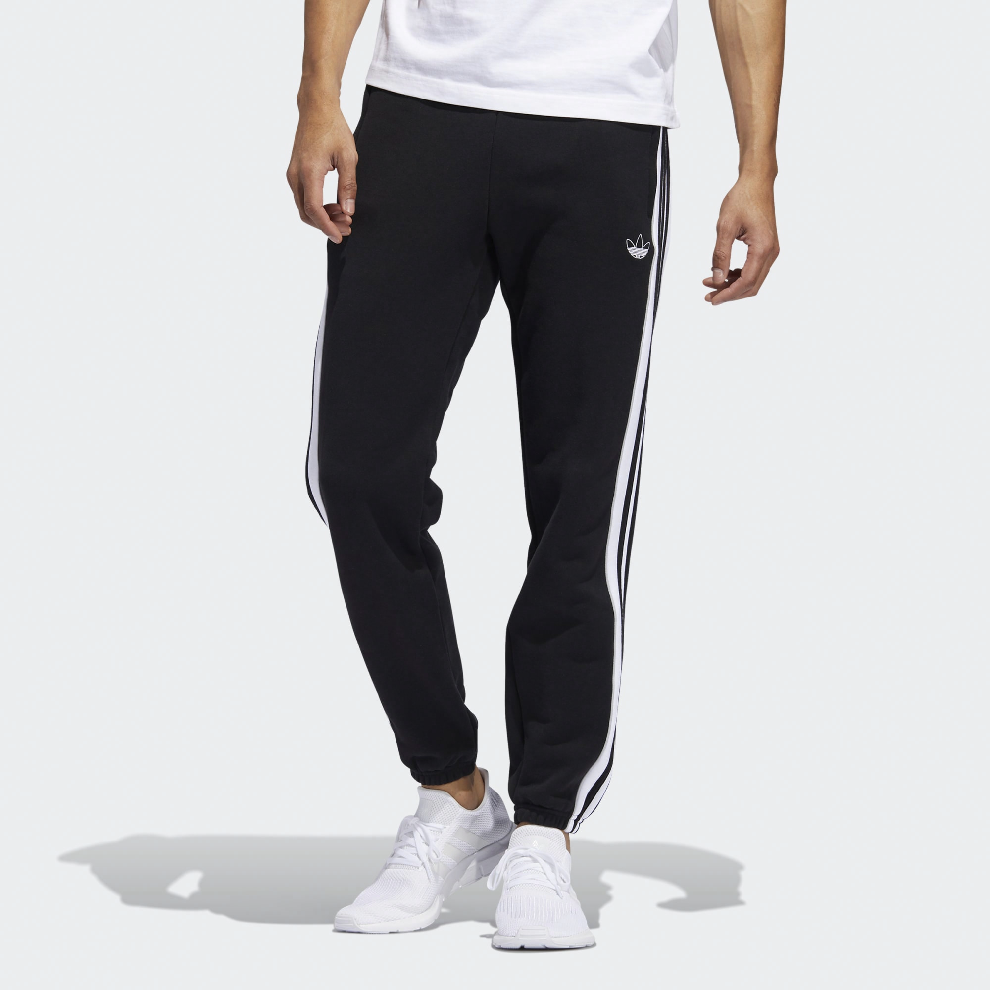 Мужские штаны adidas originals 3-Stripe Panel Sweatpants Logo (черная) — фото 3