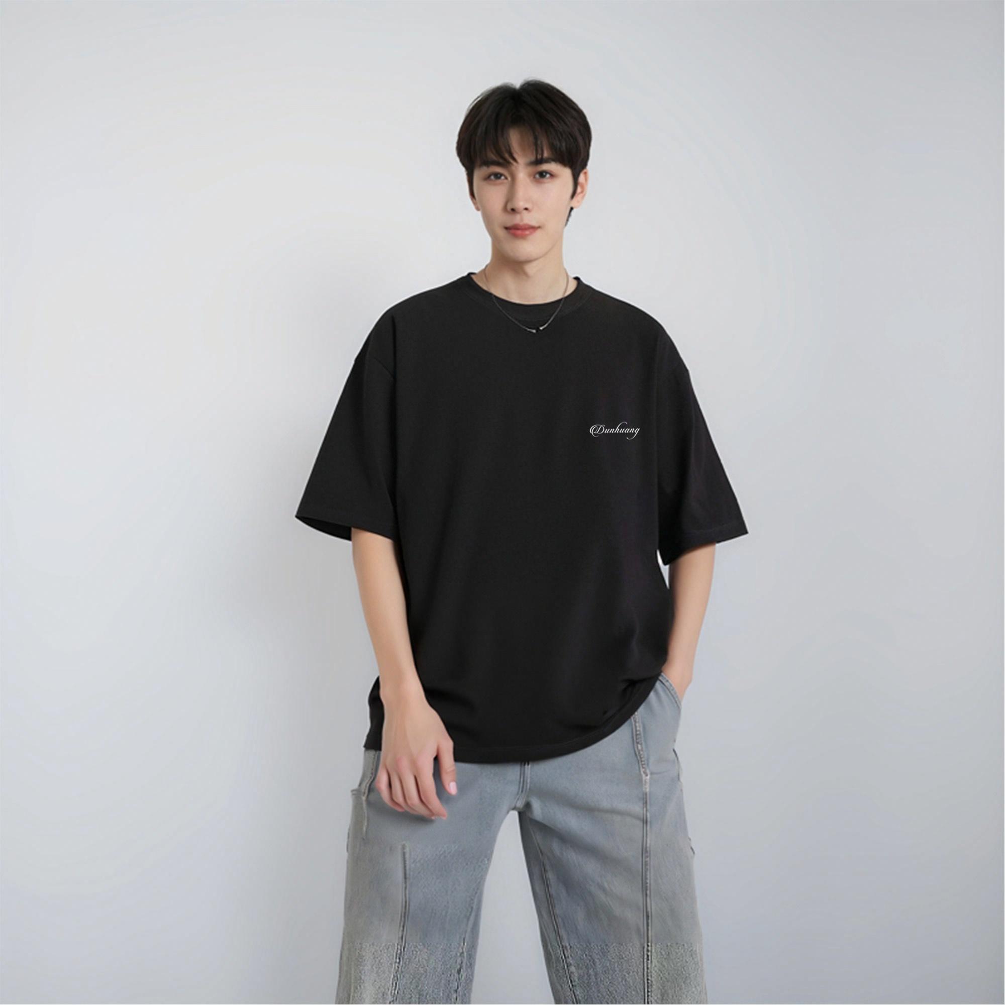 Dunhuang Fine Arts Institute American high street cleanfit style pure cotton heavyweight simple full-print new Chinese-style trendy snake and floral pattern round neck loose short-sleeve T-shirt unisex