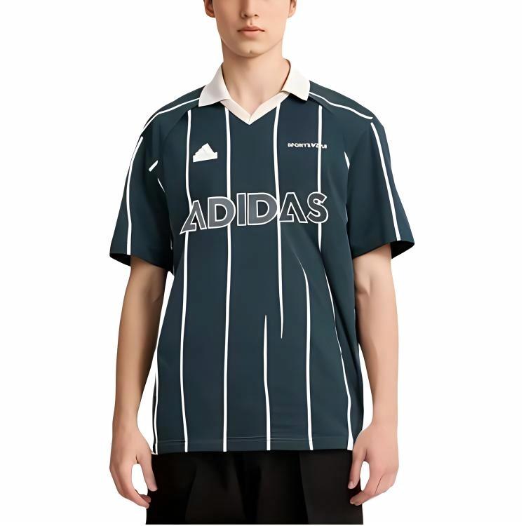 Мужская футболка adidas TIRO STRIPE HEAVY JERSEY TEE (темно-зеленая) — фото 3