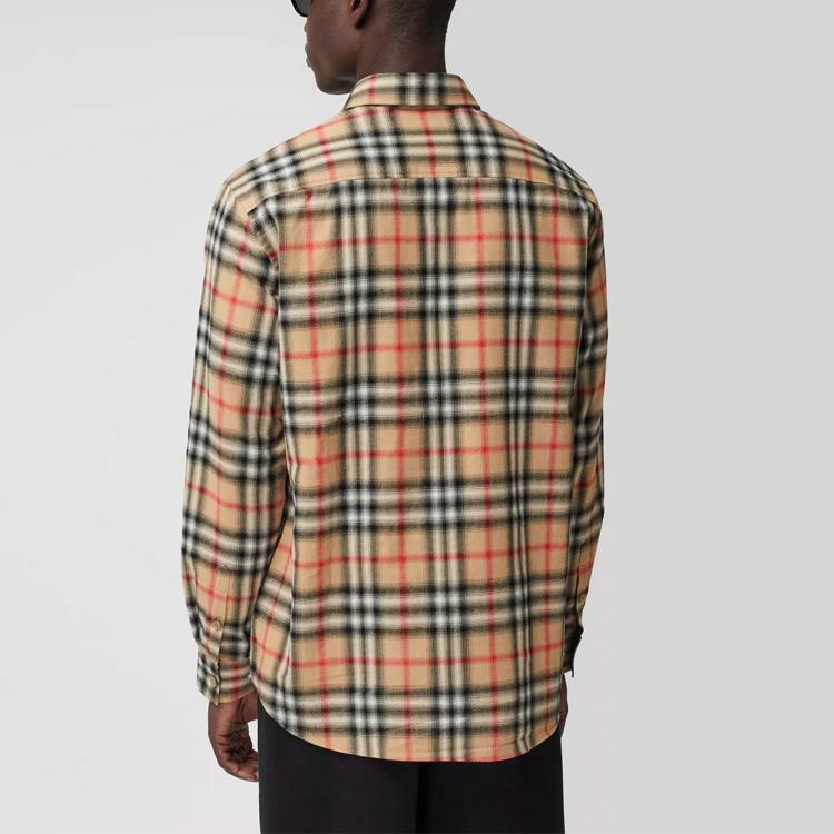 Мужская рубашка Burberry Checked Flannel (бежевая) — фото 3