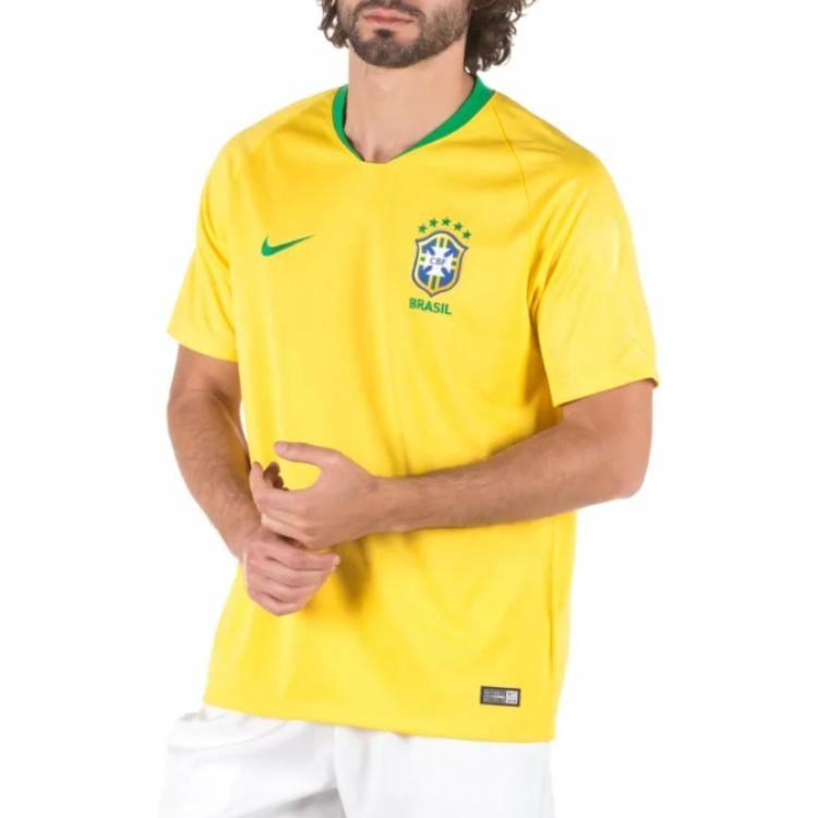 Мужская футболка Nike Brasil 2018 Home Jersey (желтая) — фото 4