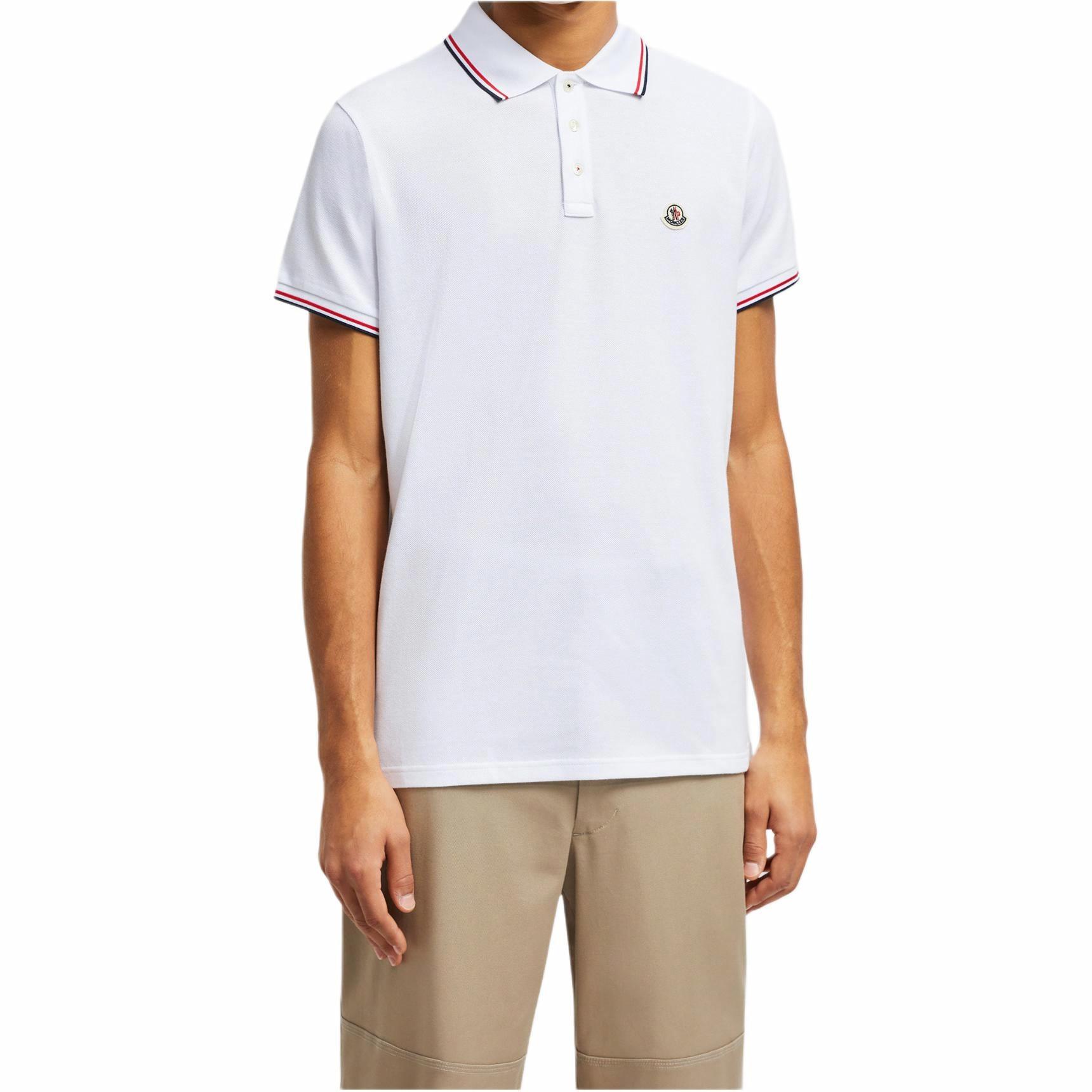 Мужская футболка-поло Moncler PoloPolo (белая) — фото 3