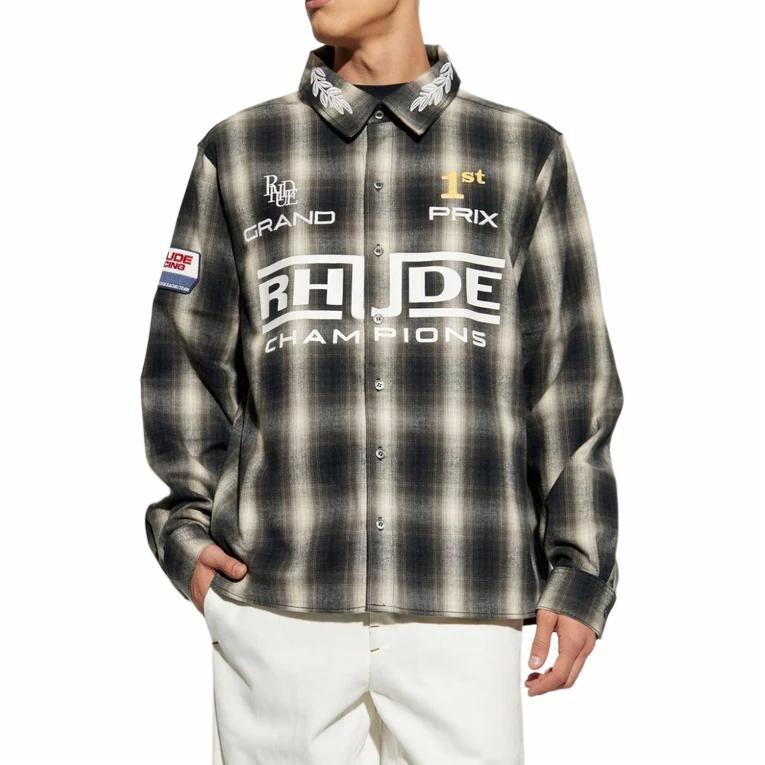 Мужская рубашка RHUDE (черная) — фото 4