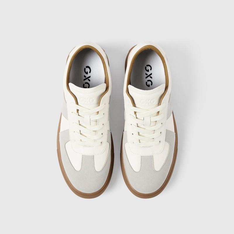 GXG synthetic leather casual training shoes, trendy and versatile, comfortable and antibacterial, minimalist color-block retro-style sporty, multi-color simple thick sole, lightweight, non-slip, wear-resistant, low-top skateboard shoes for men