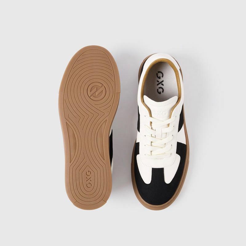 GXG synthetic leather casual training shoes, trendy and versatile, comfortable and antibacterial, minimalist color-block retro-style sporty, multi-color simple thick sole, lightweight, non-slip, wear-resistant, low-top skateboard shoes for men