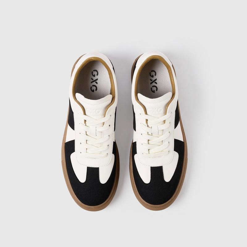 GXG synthetic leather casual training shoes, trendy and versatile, comfortable and antibacterial, minimalist color-block retro-style sporty, multi-color simple thick sole, lightweight, non-slip, wear-resistant, low-top skateboard shoes for men