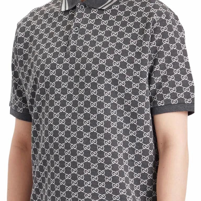 Мужская футболка Gucci Polo SS25 (темно-серая) — фото 5