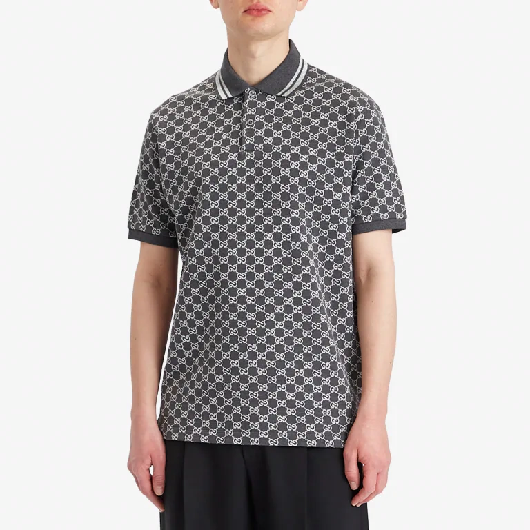 Мужская футболка Gucci Polo SS25 (темно-серая) — фото 4