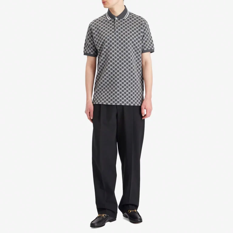 Мужская футболка Gucci Polo SS25 (темно-серая) — фото 2