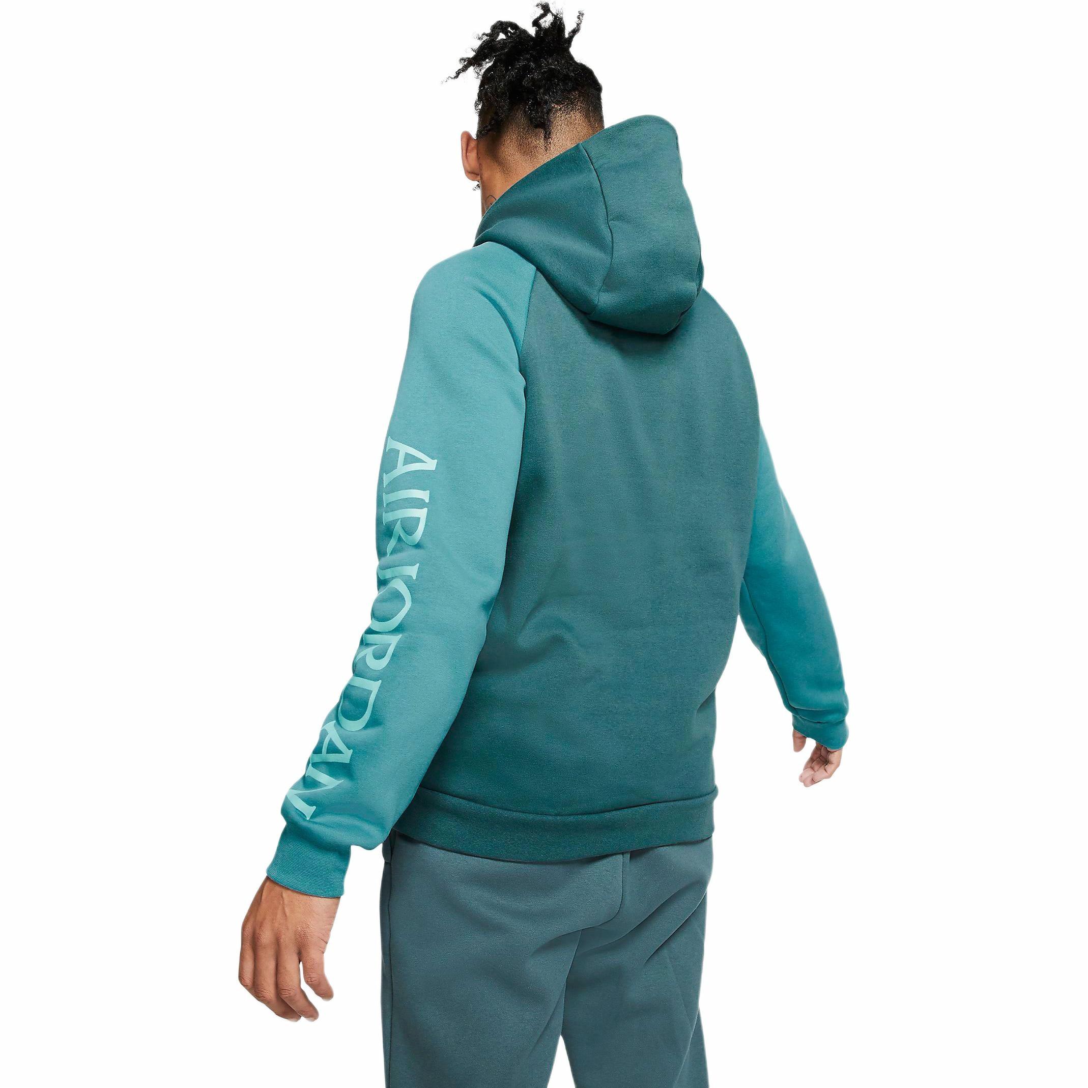 Мужское худи Jordan Fleece Hoodie (черно-зеленое) — фото 4