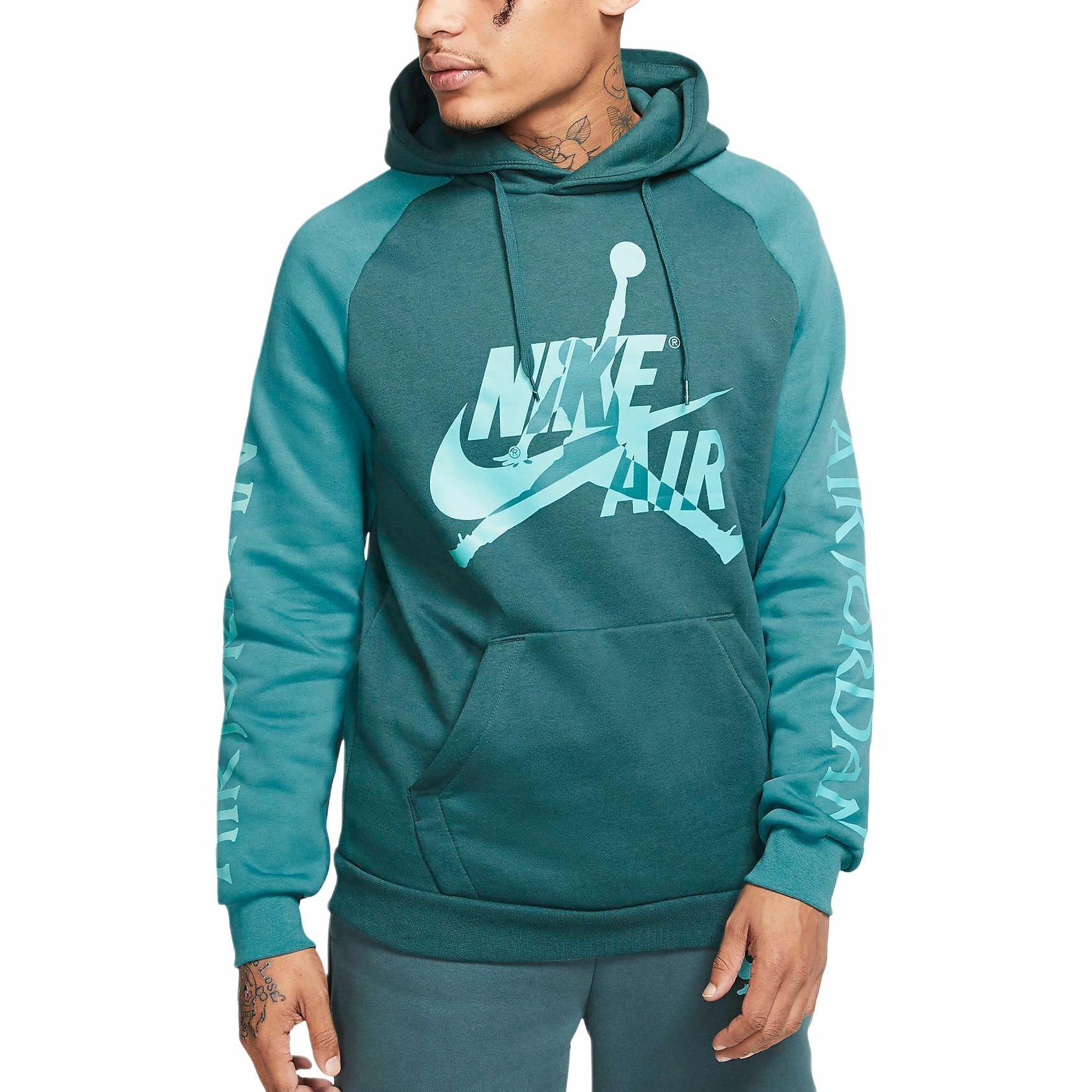 Мужское худи Jordan Fleece Hoodie (черно-зеленое) — фото 3
