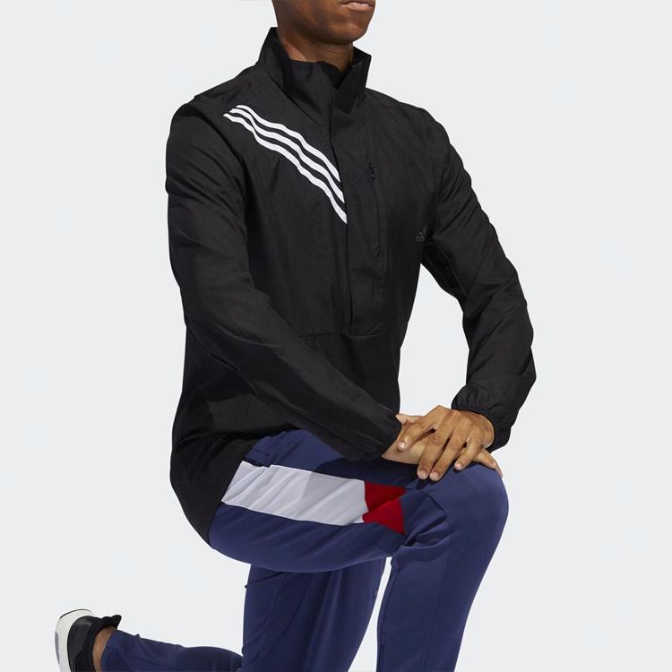 Мужская куртка adidas с полосками на воротнике (черная) — фото 6