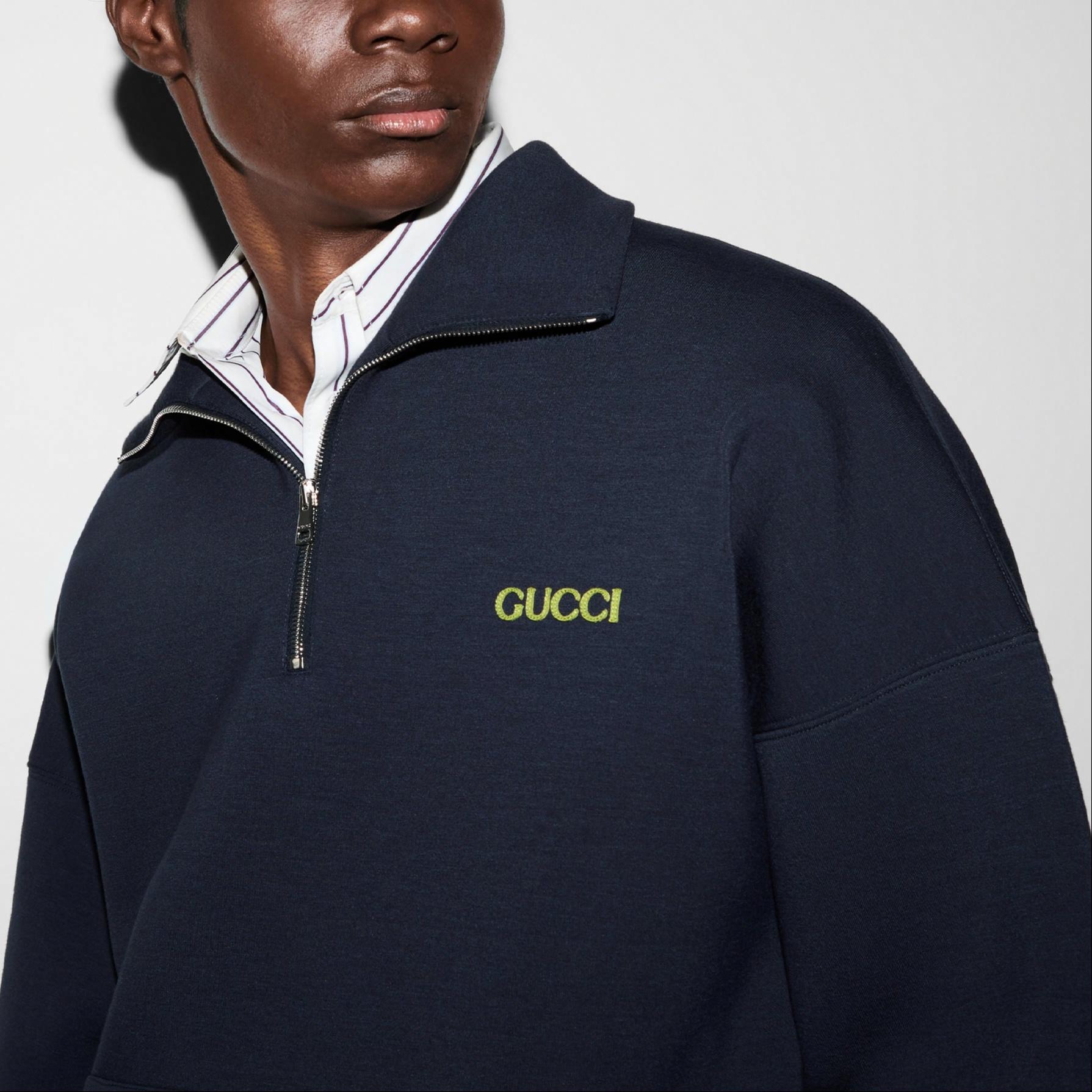 Мужской свитшот Gucci SS25 Logo (синий) — фото 5