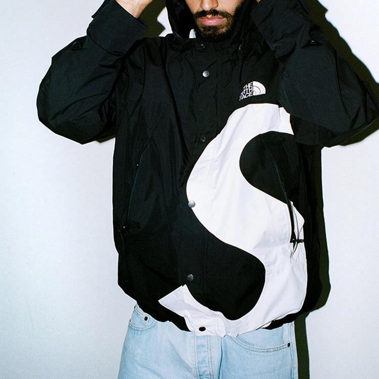 Унисекс куртка Supreme x the north face s logo mountain jacket (черно-белая) — фото 4