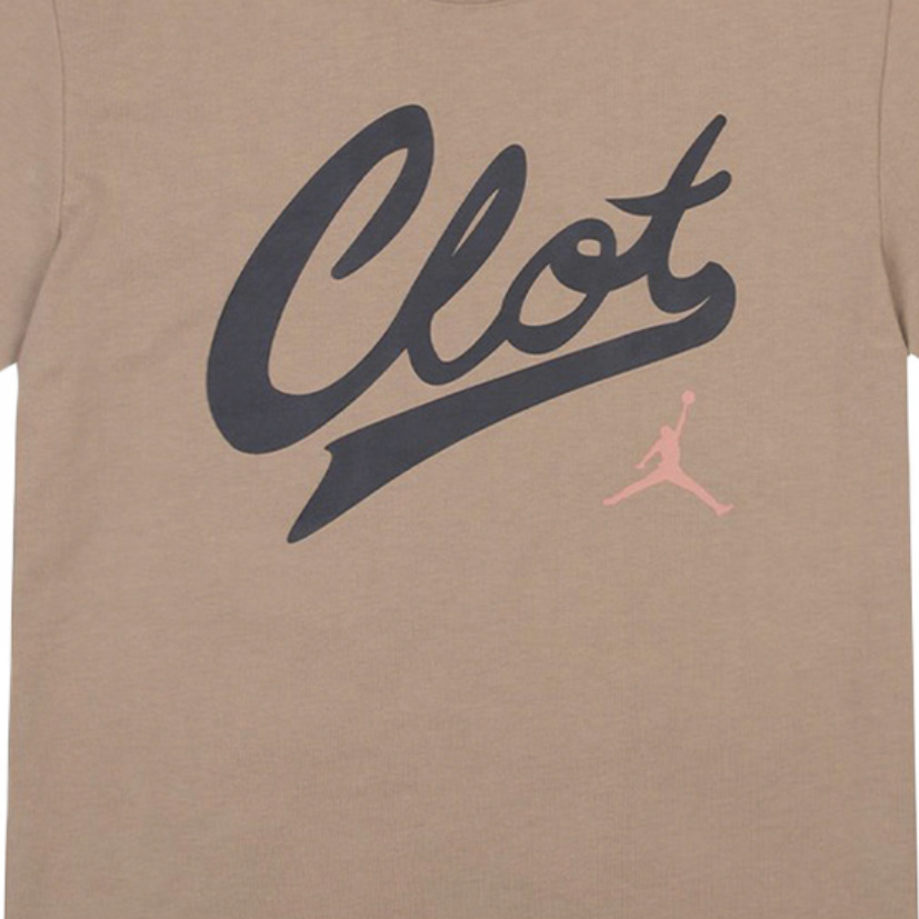 Мужская футболка Jordan x CLOT LogoT (каки) — фото 4