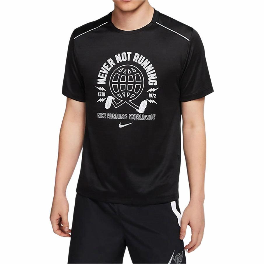 Мужская футболка Nike Miler Wild Run T (черная) — фото 3