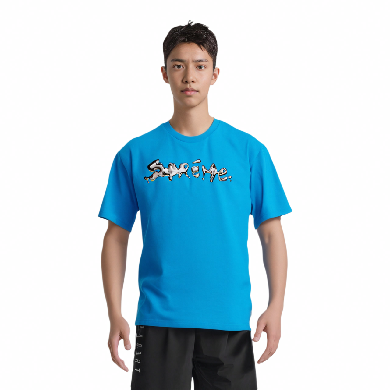 Мужская футболка Supreme FW18 LogoT (черная) — фото 2