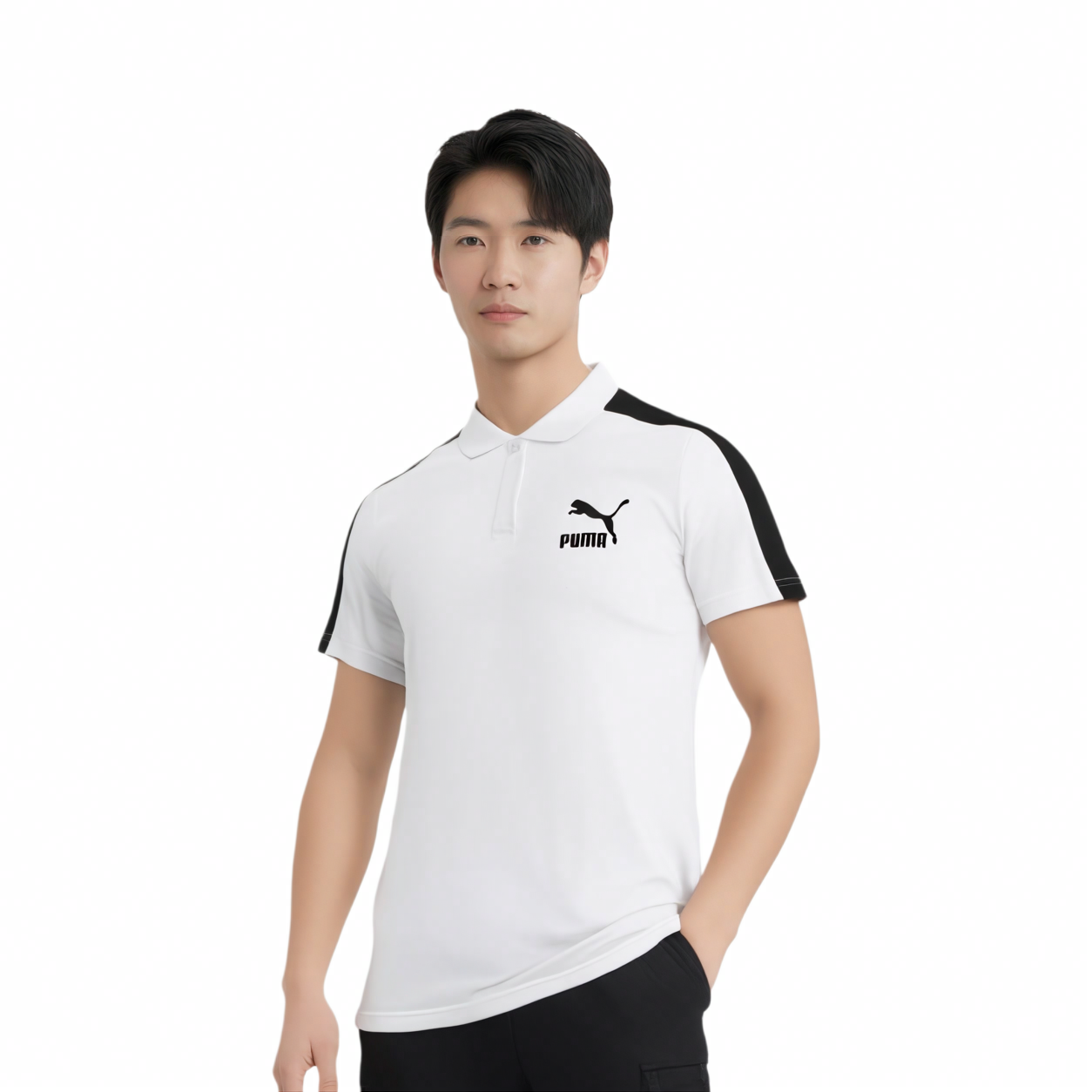 Мужская футболка PUMA Manchester City Polo (белая) — фото 4