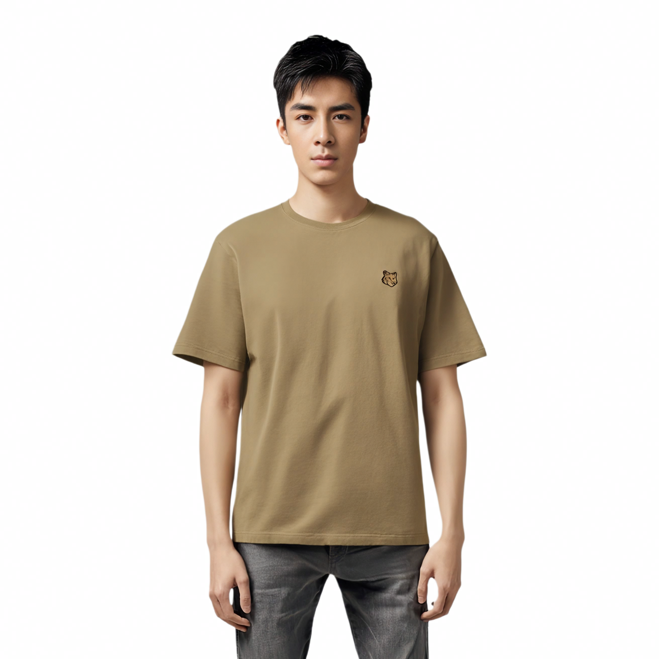 Мужская футболка Maison Kitsune SS25 T (коричнево-зеленая) — фото 4