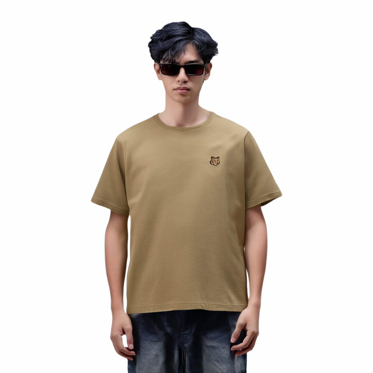 Мужская футболка Maison Kitsune SS25 T (коричнево-зеленая) — фото 3