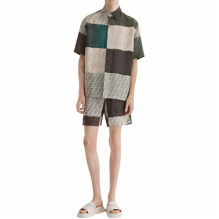Мужские рубашка Fendi Patchwork (разноцветные) — фото 3