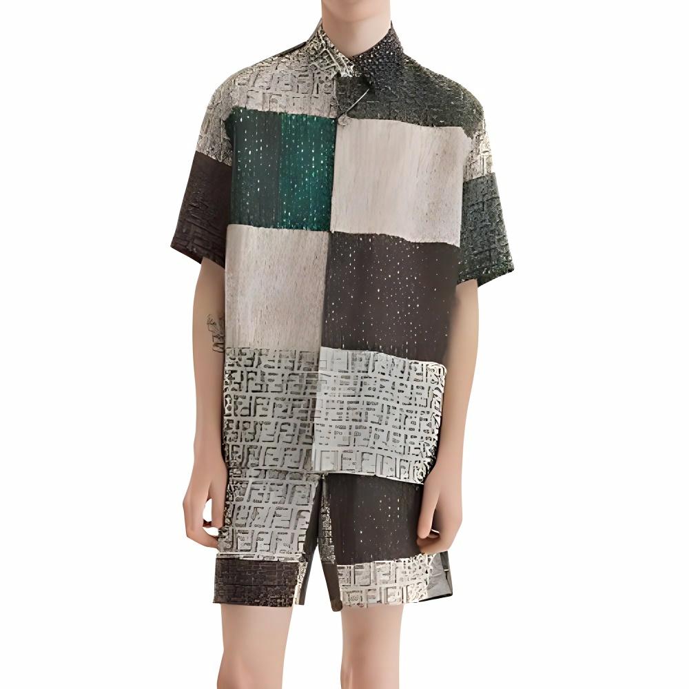 Мужские рубашка Fendi Patchwork (разноцветные) — фото 4