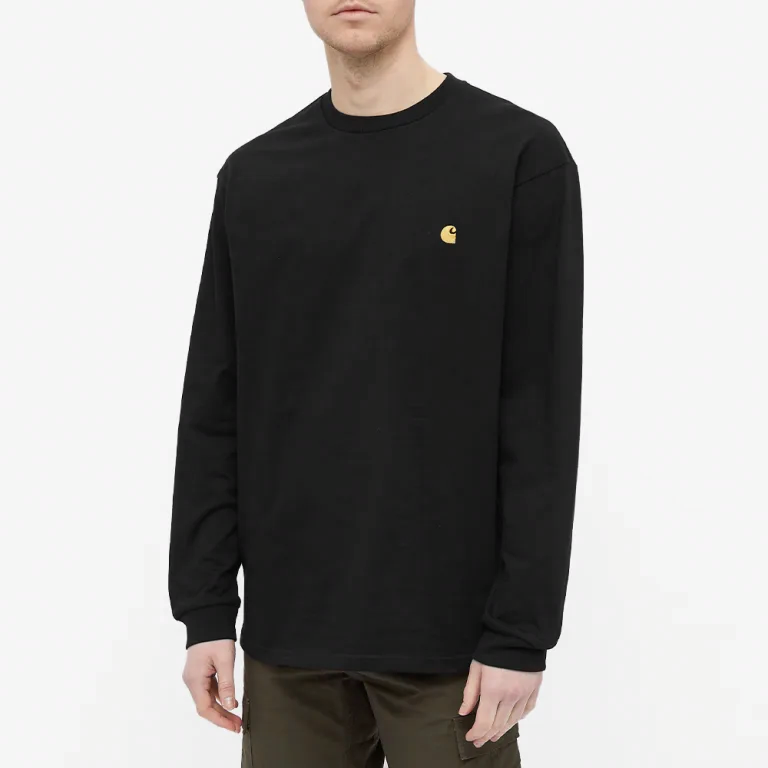 Мужской лонгслив Carhartt WIP Chase Tee (черный) — фото 5