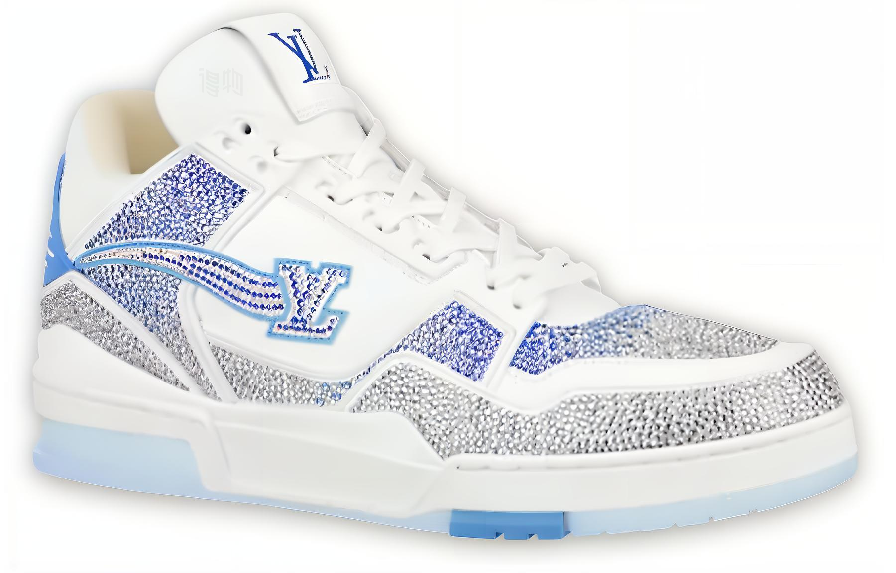 Мужские кроссовки Louis Vuitton Trainer (бело-синие) — фото 2