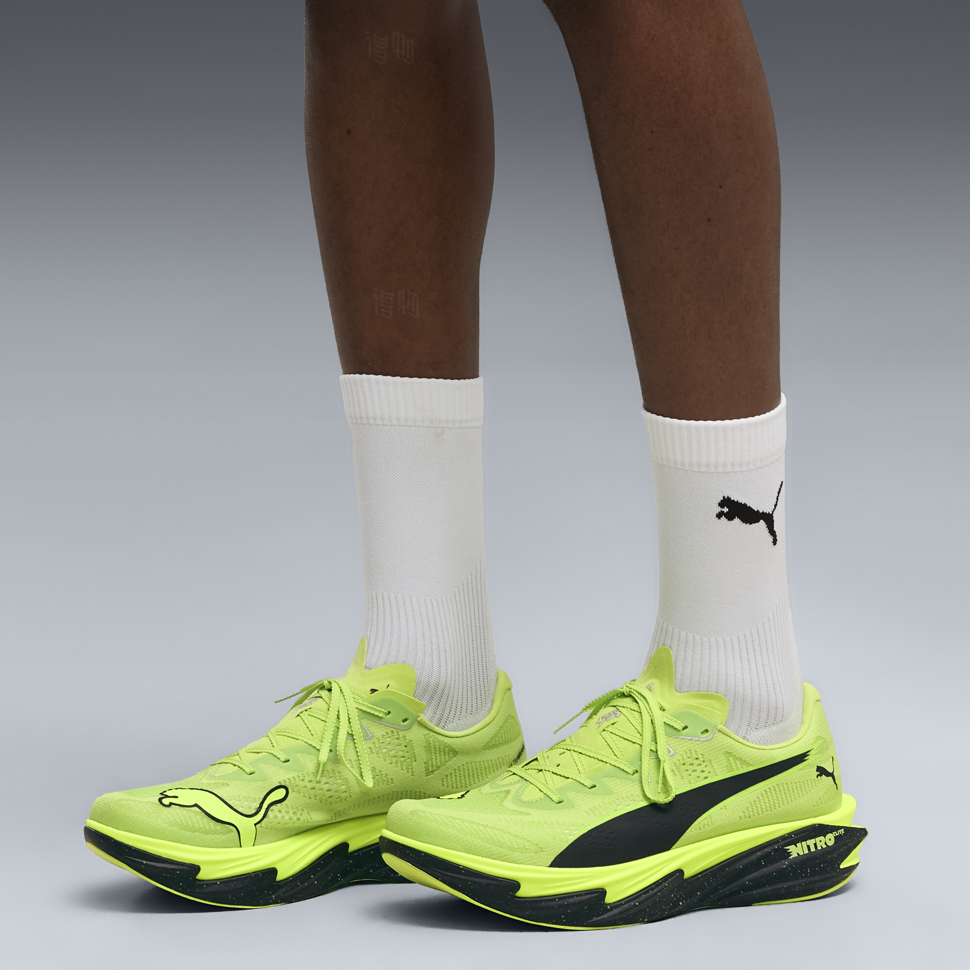 Мужские кроссовки PUMA Deviate Nitro Elite 4 (салатовые) — 亮绿色-PUMA黑色 — фото 8