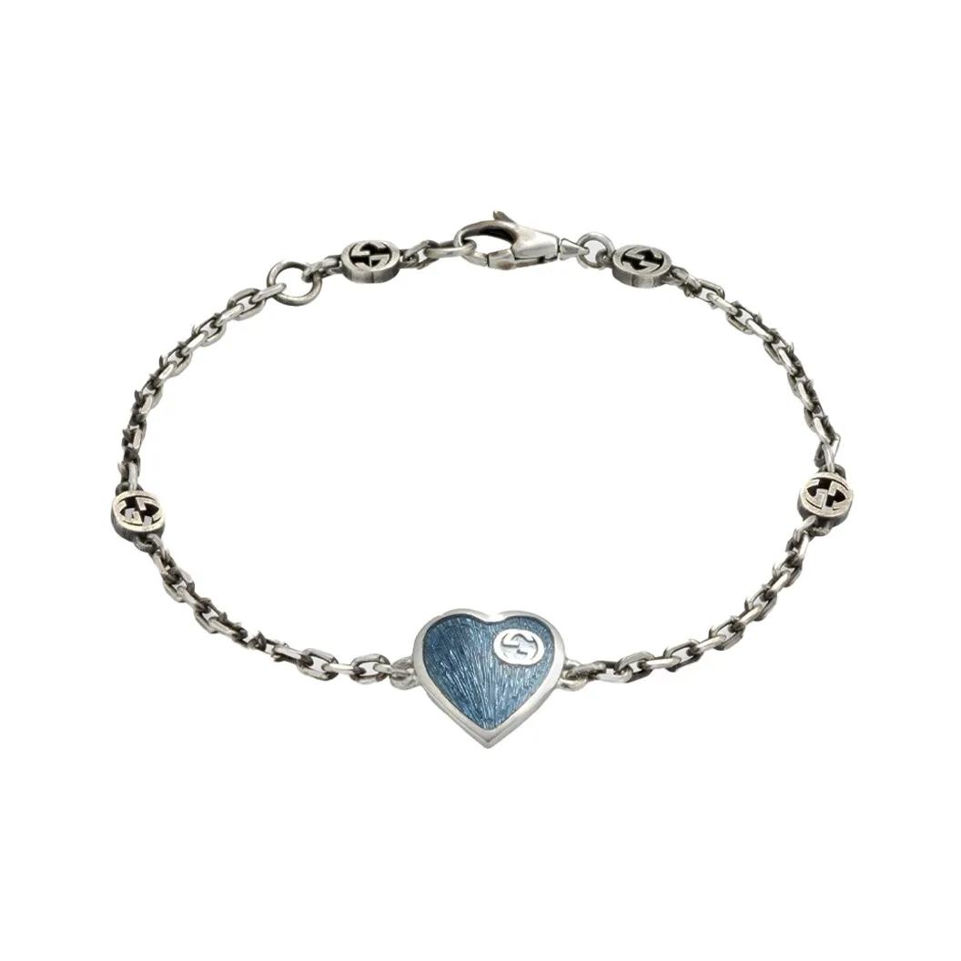 GUCCI Sterling Silver Bracelets Women's Light Blue Enamel