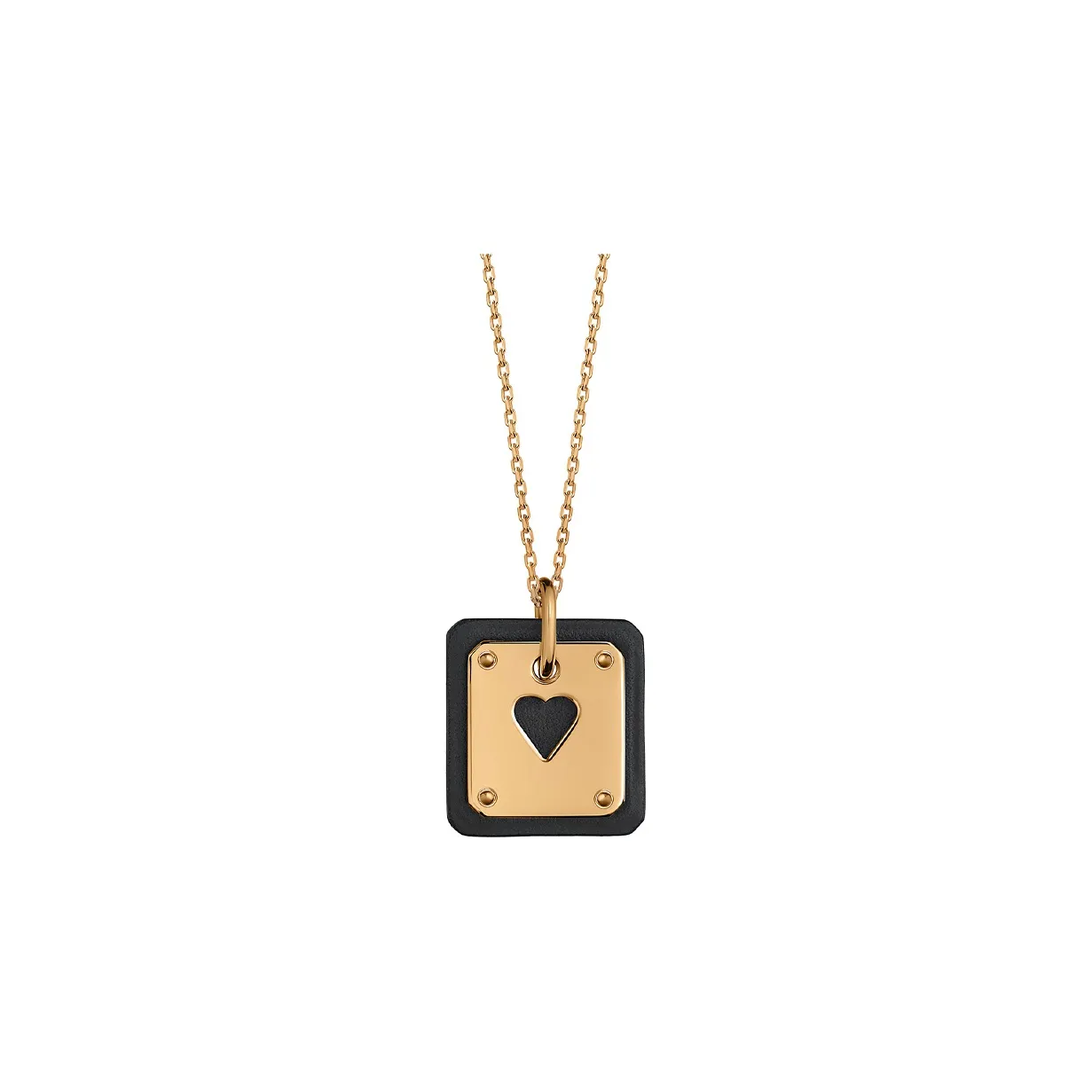 HERMES As De Coeur Gold Plated Metal With Calfskin Necklaces Women's