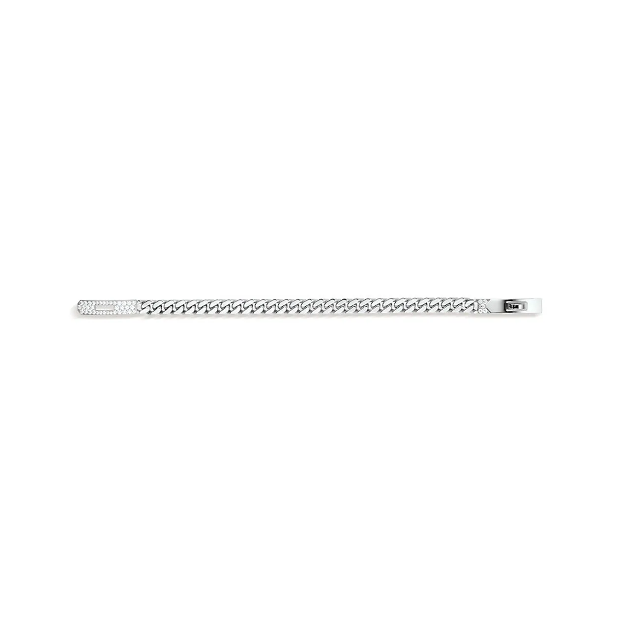HERMES 18K White Gold Bracelet, Cuban Chain Unisex