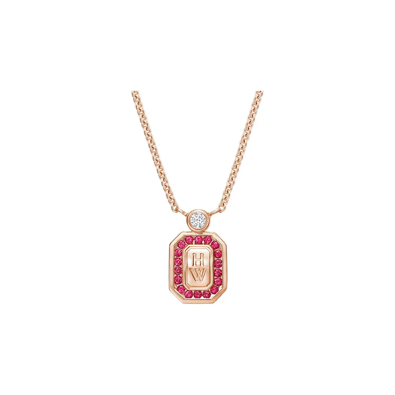 HARRY WINSTON HW Logo Necklaces Women's Red
