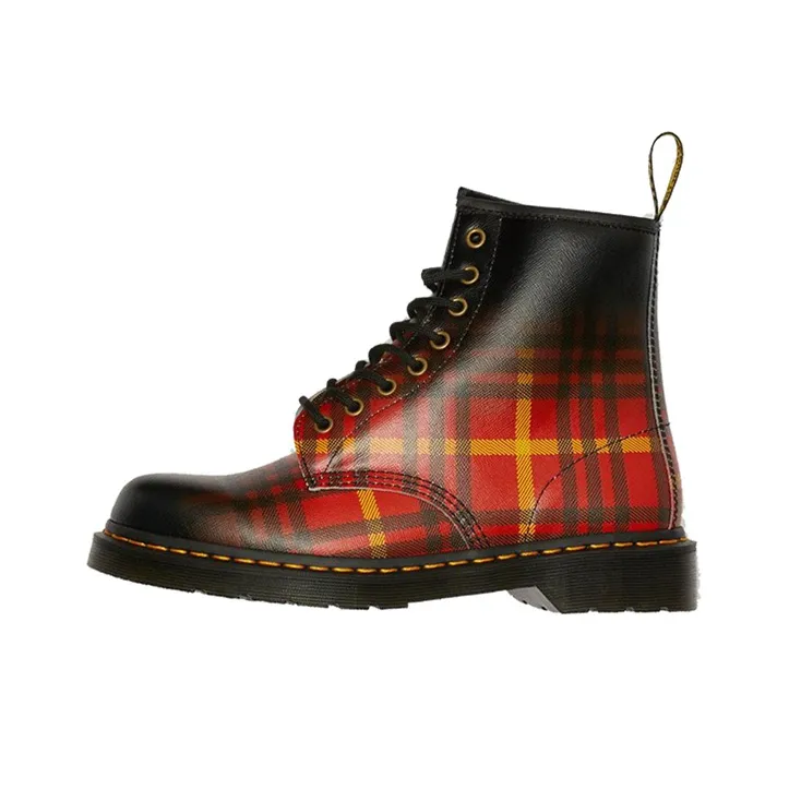 Dr. Martens 1460 Tartan Leather Boots Black/Orange/Red